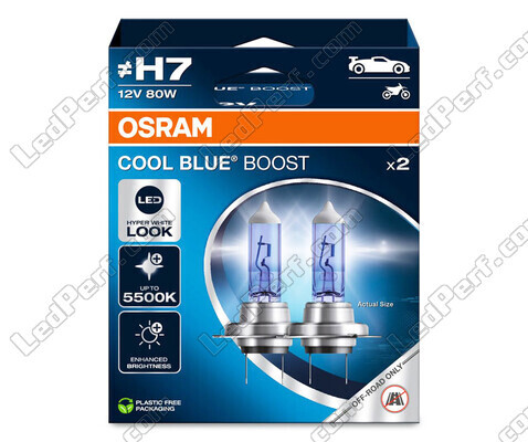 H7 žiarovky Osram Cool Blue Boost 5 500K efekt xenon ref: 62210CBB-2HB v balení 2 žiaroviek