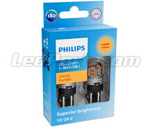 2x LED žiarovky Philips WY21/5W Ultinon PRO7000 - Oranžová - T20 - 12/24V