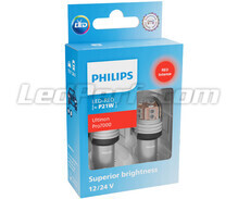 2x LED žiarovky Philips P21W Ultinon PRO7000 - Červená - BA15S - 12/24V